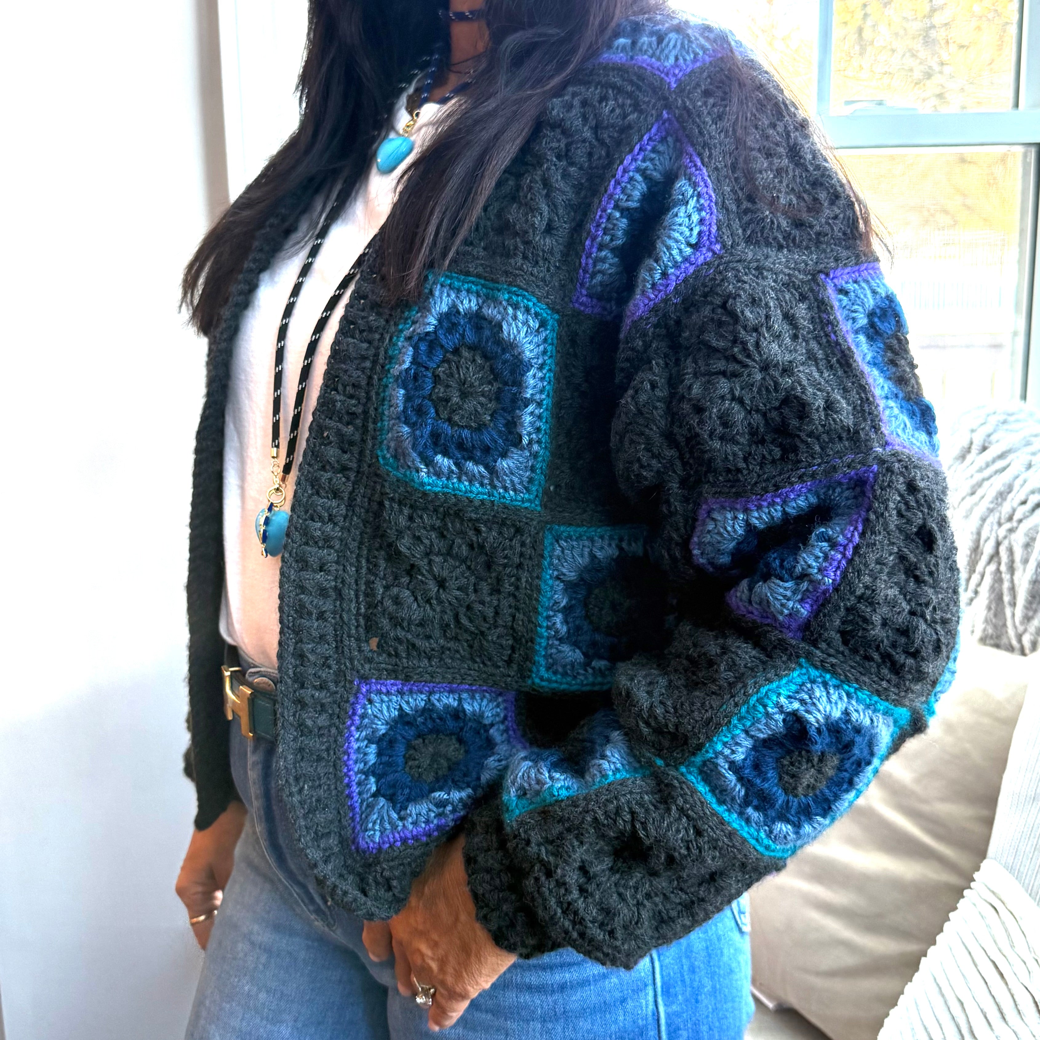 Retro Indigo Eclipse Cardigan (MADE TO ORDER👇🏻)